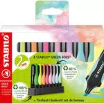 Resaltador STABILO GREEN BOSS - Marcador Fluorescente Reciclado, Set de Escritorio 8 Colores
