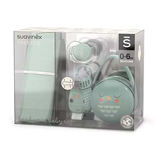 Set Regalo Bebé Suavinex: Muselina de Algodón + Chupete Fisiológico SX Pro 0-6 Meses + Broche Pinza + Portachupetes Duo.