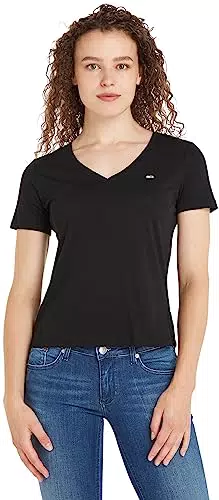 Camiseta Tommy Jeans Mujer Manga Corta Slim Soft Cuello de Pico