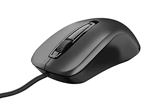 Ratón Óptico Trust con Cable USB para PC/Laptop - 1200 PPP - Diestros y Zurdos - Negro