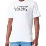 Vans Checkered Camiseta, White-Black, L para Hombre