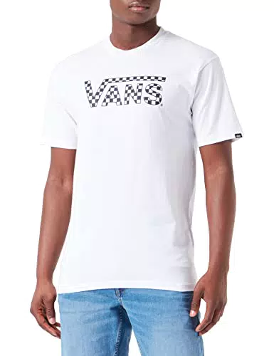 Vans Checkered Camiseta, White-Black, L para Hombre