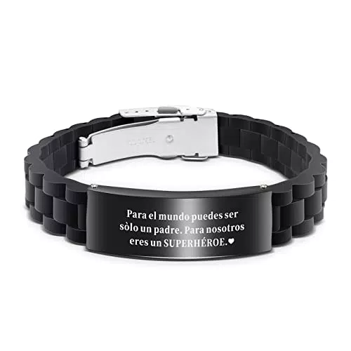 Pulsera de Silicona Negra con Grabado para Papá - Regalo Día del Padre