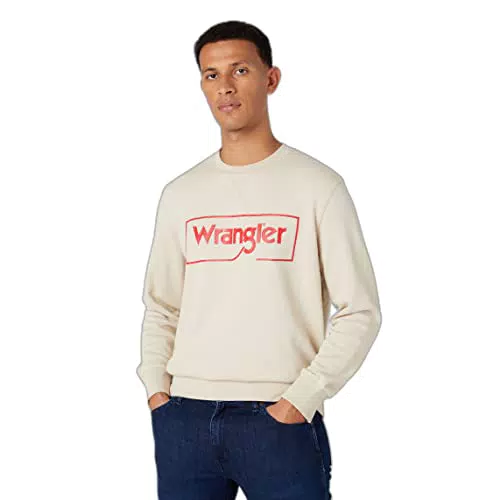 Wrangler Logotipo de Marco Sudadera, Beige, M para Hombre