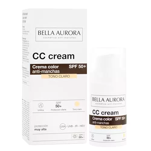 Crema CC Bella Aurora SPF50+ Antimanchas - Protección Solar Facial.