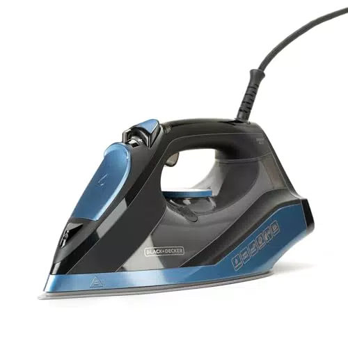 Plancha de Vapor BLACK+DECKER BXIR2801E, 2800 W, Cerámica, Golpe de Vapor 180 g/min, Vapor Continuo 45 g/min, Autolimpieza, Doble Filtro Antical, Apagado Automático, Azul.