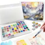 Set de Acuarelas Profesionales Eidevo con Colores Metálicos y Pincel de Agua