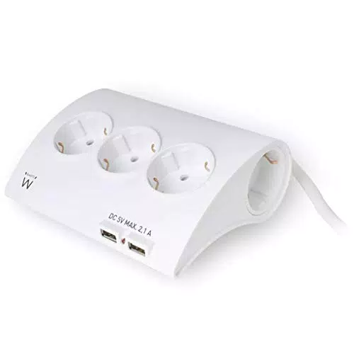 Regleta Ewent EW3935 con 2 Puertos USB y 5 Toma-Corrientes Europeos