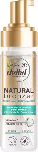 Autobronceador Mousse Garnier Delial con Agua de Coco Hidratante