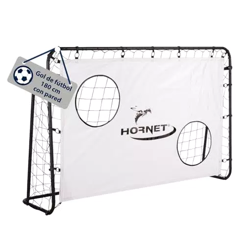 Portería de Fútbol HUDORA Hornet 180 con Pared Goal - Ideal para niños y adultos - Red Desmontable y Agujeros Reforzados