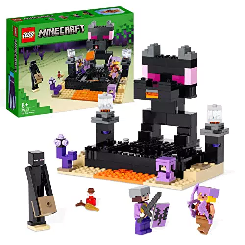 LEGO Minecraft Combate en el End - Juego de Batalla para Niños y Niñas de 8 Años - Escenario con Lava y Mini Figuras Guerrero y Arquero del Dragón - Idea de Regalo