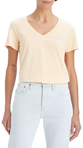 Levi's Graphic Perfect V-Neck, Camiseta, Mujer, Boxy Sans Logo Powdered Yellow
