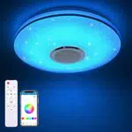 Lámpara de techo LED MILFECH con altavoz Bluetooth y control remoto.