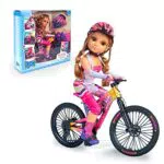 Muñeca Nancy Mountain Bike con Accesorios y Bicicleta Móvil