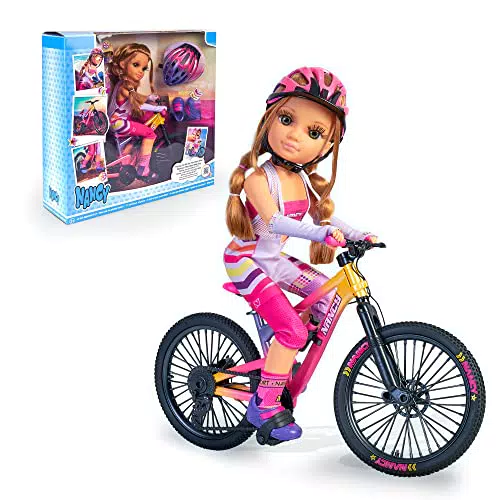 Muñeca Nancy Mountain Bike con Accesorios y Bicicleta Móvil