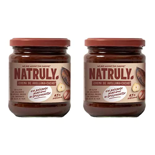 Crema de Avellanas y Cacao NATRULY Sin Azúcar y Edulcorantes con Fibra de Achicoria