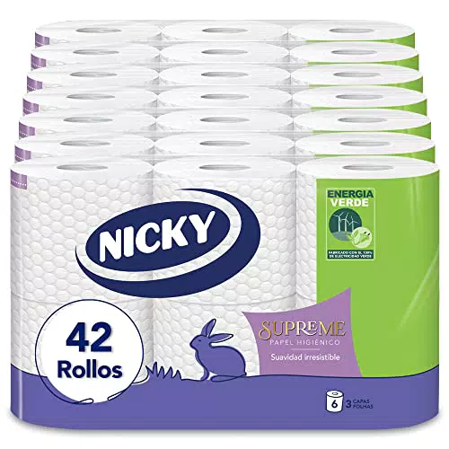 Papel Higiénico Nicky Supreme | Suavidad Irresistible | 3 Capas | Envase Abre Fácil