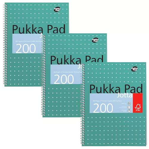 Cuaderno de espiral Pukka Pads Jotta - A4, 200 hojas, 80 g/m², raya de 8 mm.