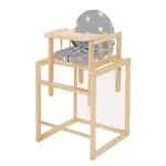 Trona Convertible en Mesa y Silla Infantil con Asiento Acolchado - Motivo de Estrellas - Madera Natural