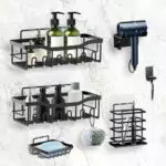 Estantería Ducha Autoadhesiva para Baño - Organizador de Pared con Ganchos