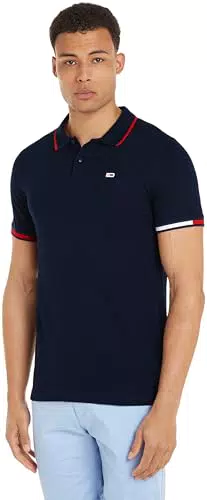 Polo Tommy Jeans TJM REG Flag Cuffs - Manga Corta, Azul para Hombre.