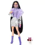 Muñeca Barbie Extra con Chaqueta de Pelo y Botas Moradas articulada - Accesorios de Moda y Mascota