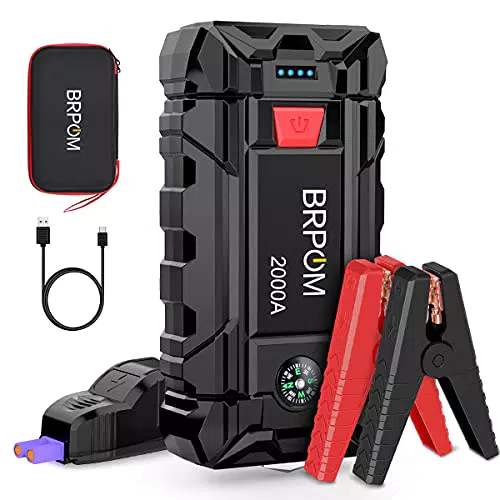 BRPOM Arrancador de Baterias de Coches, 2000A 21800mAh 12V