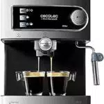 Cafetera Express Manual Power Espresso Cecotec 850 W, Presión 20 Bares, Depósito 1,6L, Acero Inoxidable