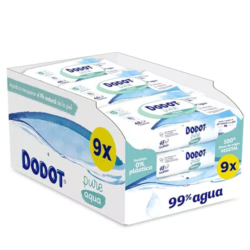 Toallitas Dodot Pure Aqua para Bebé: Restaura el pH natural de la piel con 99% agua