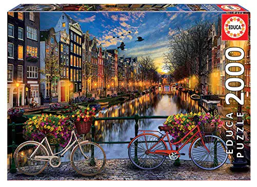 Rompecabezas 2000 Piezas para Adultos - Ámsterdam con Pegamento Fix Puzzle