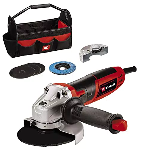 Amoladora Angular Einhell TC-AG 125/850 Kit - Potencia 850W, 12.000 rpm, Profundidad de Corte 28mm, Diámetro Máx. Disco 125mm