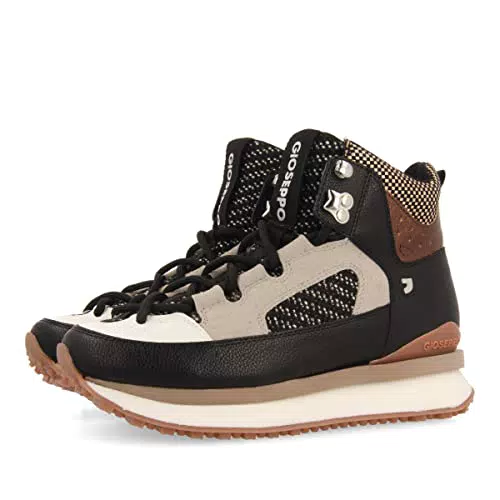 Sneakers GIOSEPPO estilo botín montaña para mujer - Marrón con texturas blancas, negras y cobres