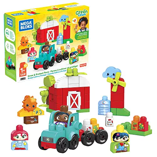 Bloques de Construcción Mega Bloks Ciudad Verde Granja - Juguete para Bebés +1 Año