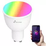 Bombilla Inteligente WiFi GU10 NIVIAN | RGB Ajustable, 4.5W, 380 Lúmenes, Compatible con Alexa y Google Home