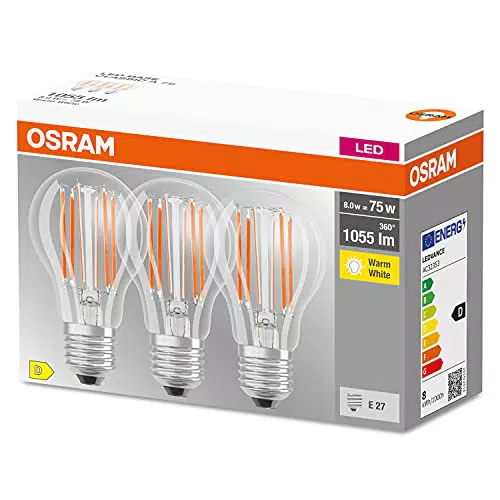 Lámpara LED OSRAM Classic A75 E27 Filamento Transparente 2700K 1055lm