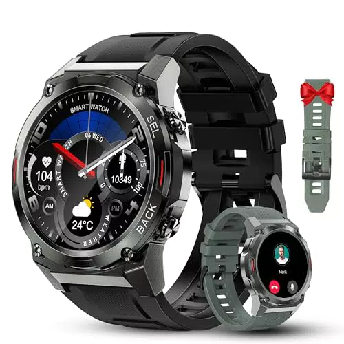 Reloj Inteligente OUKITEL BT50 para Hombre - Smartwatch con Llamadas Bluetooth y Monitor de Ritmo Cardíaco/Oxígeno en Sangre