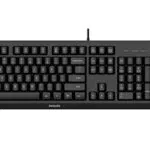 Teclado y Ratón Philips Combo para PC y Portátil - QWERTY Español, 110 Teclas, 1200ppp, Ambidiestro, Negro.