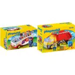Autobús PLAYMOBIL 1.2.3 y Camión de Construcción 1.2.3 - Para Niños a Partir de 18 Meses