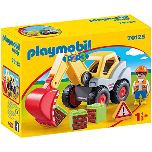 Excavadora PLAYMOBIL 1,2,3 Modelo 70125: Ideal para Niños de 18 Meses en Adelante