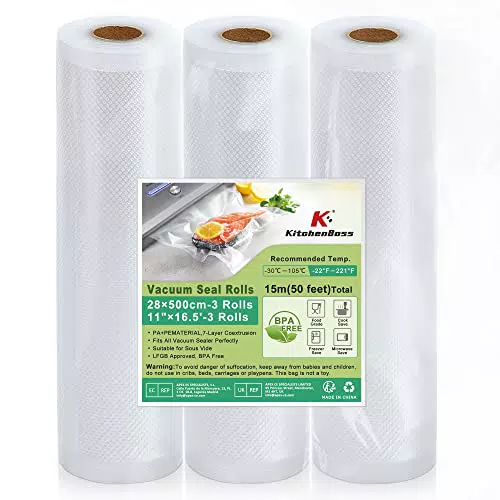 Bolsas para Envasar al Vacío KitchenBoss - Pack de 3 Rollos 28x500