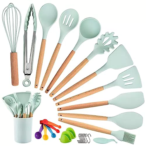 Utensilios de Cocina de Silicona Antiadherente y Resistente al Calor - Set de 33 Piezas