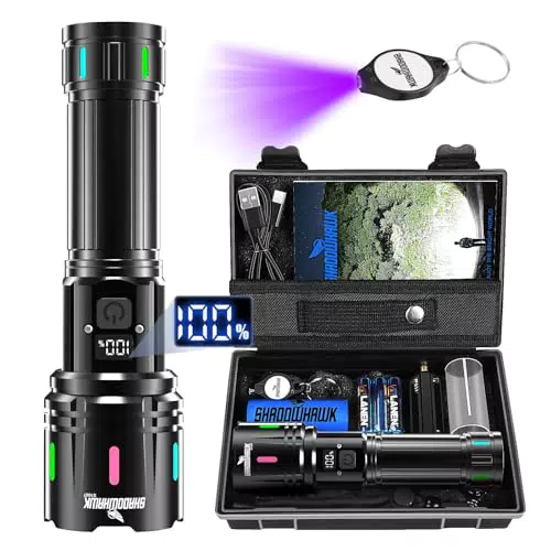Linterna LED Shadowhawk de Alta Potencia Recargable - Ideal para Camping y Emergencias