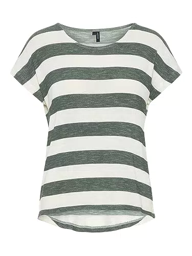 VERO MODA Vmwide Stripe S/L Top Ga Jrs Noos-Camiseta de Manga Corta