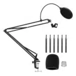 Soporte de Micrófono Ajustable Amazon Basics con Filtro Anti-Pop - Negro