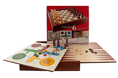 Juegos Clásicos de Aquamarine Games: Ajedrez, Damas, Backgammon y Más (Modelo CP030)