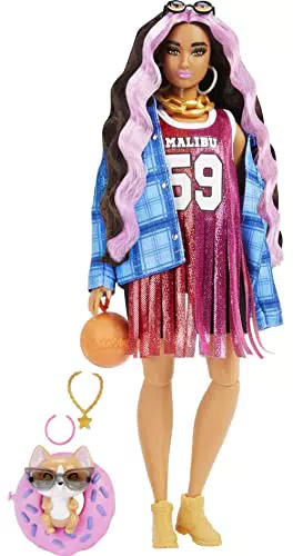 Barbie Extra Doll #13 con Corgi - Muñeca de Baloncesto y Biker Shorts