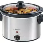 Olla de Cocción Lenta Bestron de Cerámica y Vidrio, 3,5 Litros, 180W, Acero Inoxidable.