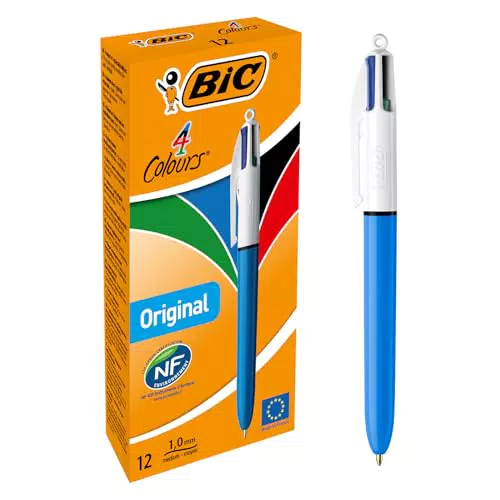 Bic Bolígrafos Original retráctiles con 4 colores y punta de 1.0 mm