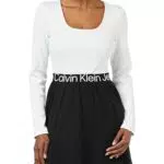 Vestido Calvin Klein Jeans Logo Elastic Manga Larga Ajustado Mujer