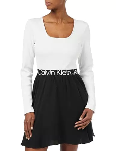 Vestido Calvin Klein Jeans Logo Elastic Manga Larga Ajustado Mujer